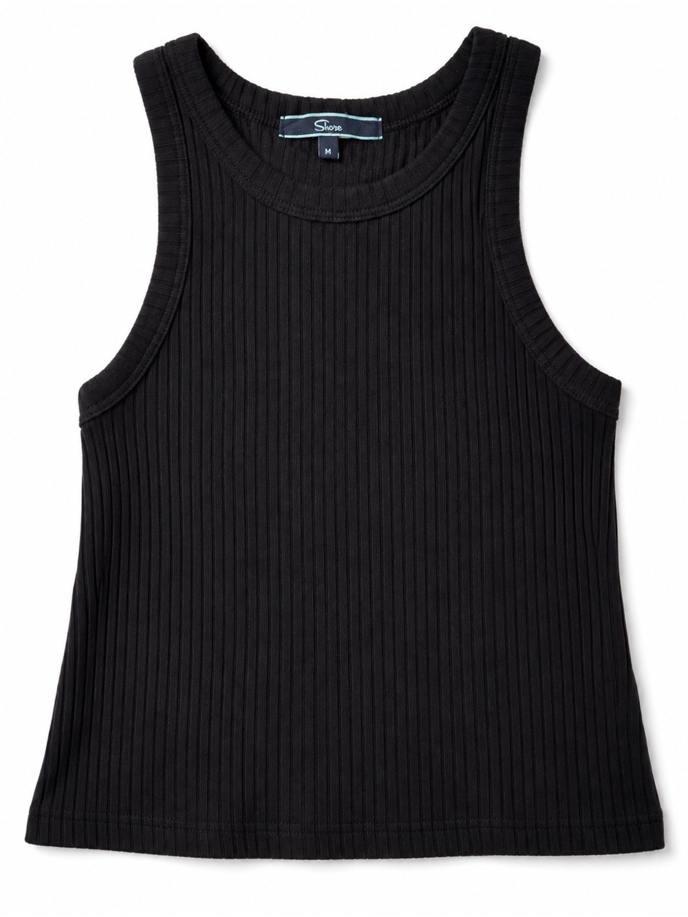 Shore Black Ribbed Tank Top Medium Modal Stretch Sleeveless Basic